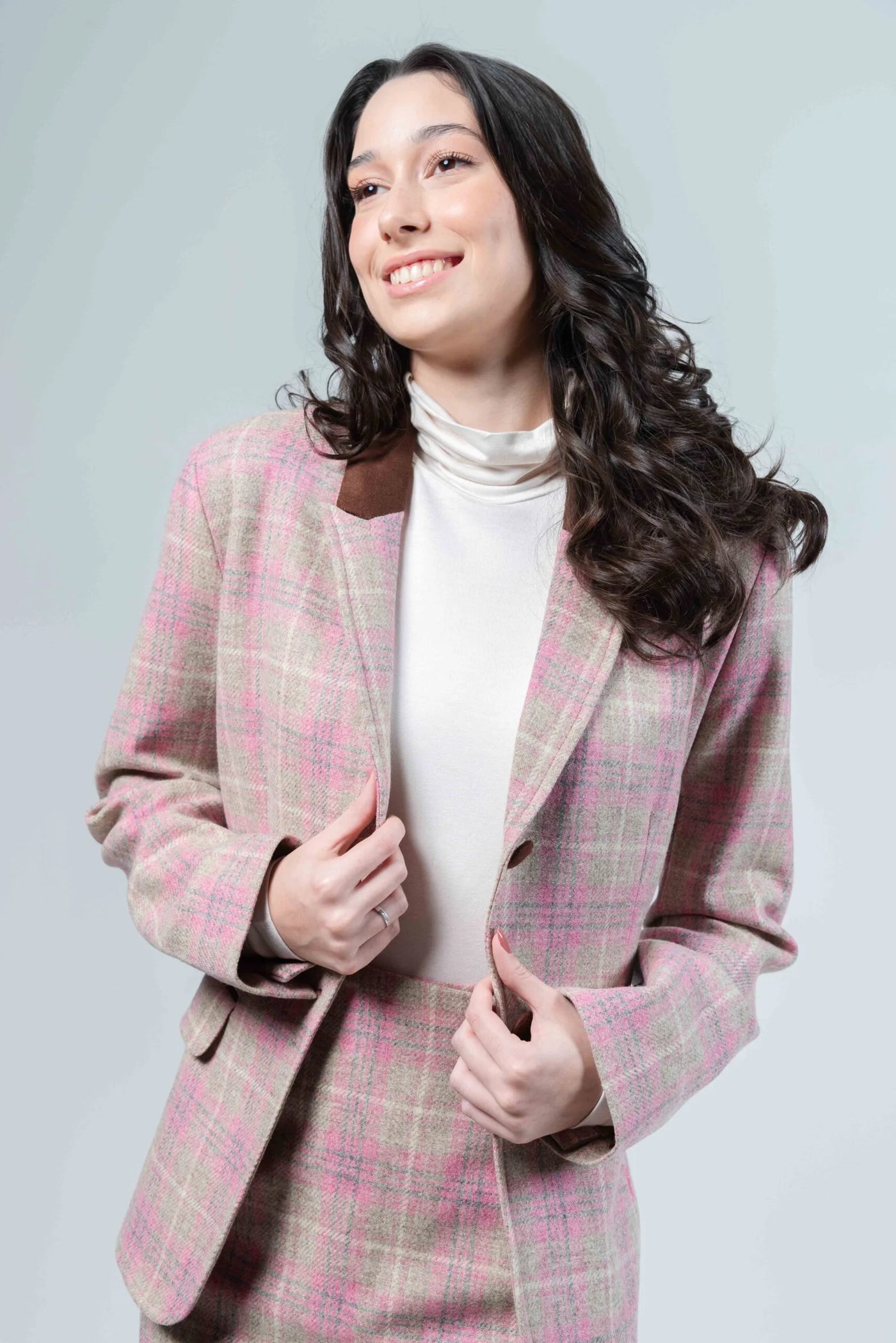 Hartwell LILIAN Pure Wool Pink Check Blazer