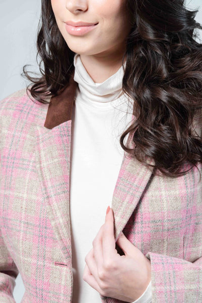 Hartwell LILIAN Pure Wool Pink Check Blazer